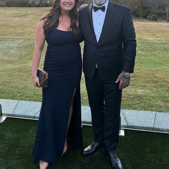 AQUA Strapless Gown in Navy from Bloomingdale’s - Picture 1 of 8